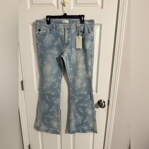 KanCan Light Blue Floral Flare Jeans